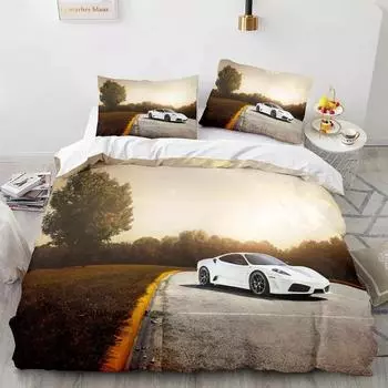 Комплект постельного белья Sports Car Racing Single Twin Full Queen King Size SUV Truck Bed Set Aldult Kid Bedroom Duvetcover Sets Men Boy Gift 70x133cm 2pcs