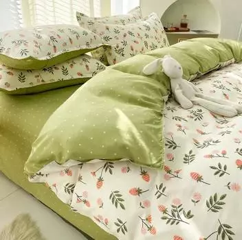 Комплект постельного белья Spring Flat Sheet + одеяло, пододеяльник +2 наволочки, постельное белье Single Double Queen King Full Size Home Textile B90B AU-Sigle150x200 4pcs