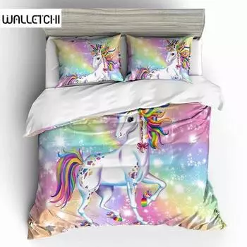 Комплект постельного белья Star Cloud Rainbow Unicorn King Queen Double Full Twin Single Size EU single(135x200cm)