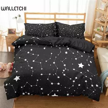 Комплект постельного белья Star Single Double Twin Queen из 2/3 предметов Night Sky из полиэстера, детский пододеяльник, комплект постельного белья Dark Blue Galaxy EU single(135x200cm)