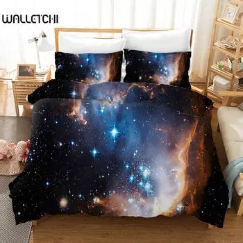 Комплект постельного белья Starry Sky Blue Orange Galaxy Starry Sky Theme Twin Комплект постельного белья из микрофибры Double Queen King Size Покрывало для пододеяльника EU single(135x200cm)