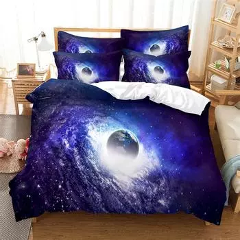 Комплект постельного белья Starry Sky, пододеяльник Planet, 3D постельное белье, модный дизайн, украшение, комплект постельного белья King, комплект двуспальной кровати, комплекты постельного белья UK Single 135x200cm&set