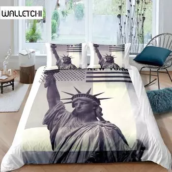 Комплект постельного белья Статуя Свободы, всемирно известное здание, комплект постельного белья для мальчиков и девочек, микрофибра, одеяло с изображением достопримечательности Нью-Йорка EU single(135x200cm)