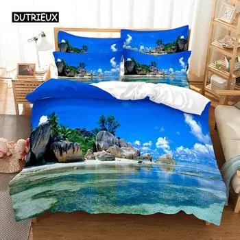 Комплект постельного белья Sunshin Coconut Tree, комплект пододеяльников, постельное белье с 3D-печатью, комплект постельного белья размера Queen, модный дизайн 150x200cm 3pcs