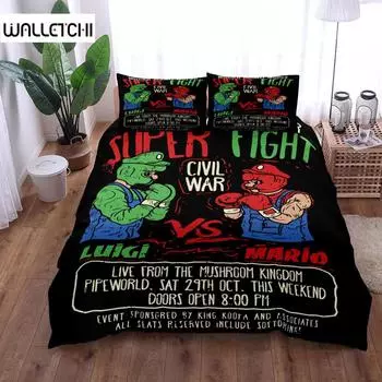 Комплект постельного белья Super Bros Fight Duvet Cover King Queen Double Full Twin Single Size EU single(135x200cm)
