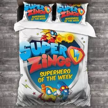 Комплект постельного белья Super Zings Single Twin Full Queen King Size, комплект постельного белья для детей, набор пододеяльников с 3D-принтом и игрой в стиле аниме 011 EU single(135x200cm)
