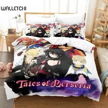 Комплект постельного белья Tales of Berseria, односпальная кровать, двуспальная кровать размера Queen, двуспальная кровать, комплект постельного белья для взрослых и детей, комплект простыней с 3D-аниме 70x133cm 2pcs