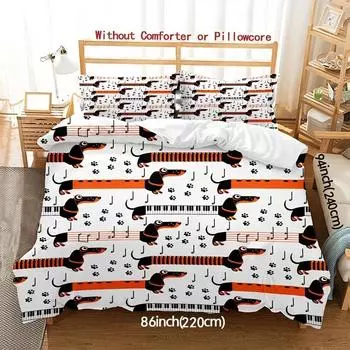 Комплект постельного белья Такса Одеяло Милый Домашний Питомец Щенок Принт Пододеяльник Животное Набор из трех предметов EU single 135*200