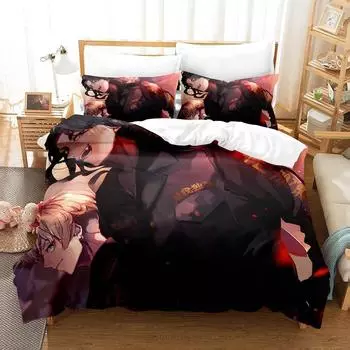Комплект постельного белья Tokyo Revengers Single Twin Full Queen King Size Bed Set Adult Kids Bedroom Duvet Cover Sets 3D Anime Bed Sheet Set US Queen 228x228cm