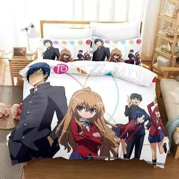 Комплект постельного белья Toradora Single Twin Full Queen King Size Bed Set Adult Kids Bedroom Duvet Cover Sets 3D Print Anime Bed Set 70x133cm 2pcs