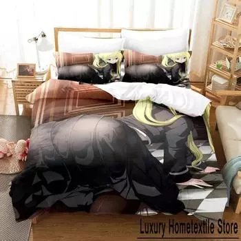 Комплект постельного белья Trinity Seven Single Twin Full Queen King Size Bed Set Adult Kids Bedroom Duvet cover Sets Print Anime Bed Sheet Set EU Single 135x200cm
