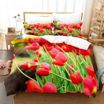 Комплект постельного белья Tulip Scenery Queen, пододеяльник, детский комплект постельного белья, комплект постельного белья King Size, комплект постельного белья EU single(135x200cm)&set