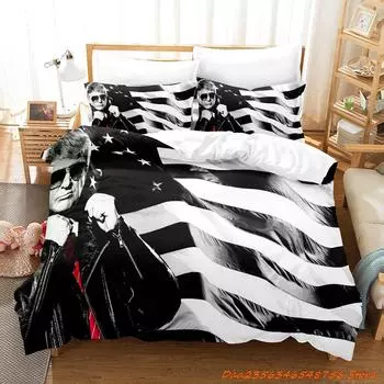 Комплект постельного белья USA Trump Single Twin Full Queen King Size Комплект постельного белья Aldult Kid Bedroom Duvetcover Sets 3D Print Anime Bed Sheet Set AU Single(140x210cm)