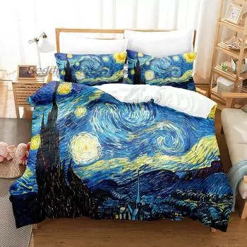 Комплект постельного белья Van Gogh Single Twin Full Queen King Size Комплект постельного белья Aldult Kid Bedroom Duvetcover Sets 3D Retro Classic Комплект постельного белья EU single(135x200cm)