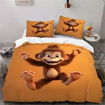 Комплект постельного белья Vibrant 3D Shark из 3 предметов - мягкий пододеяльник с морским принтом и изображением акулы, дышащий, гипоаллергенный, без наполнителя EU Single 135x200cm