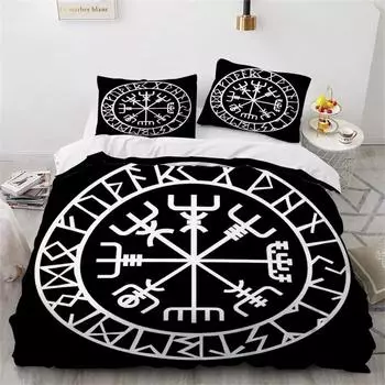 Комплект постельного белья Viking с принтом рун в стиле скандинавских викингов для детей, подростков, мужчин, размер King Size, 2/3 шт., мягкий полиэстеровый пододеяльник 135X200cm-2pcs
