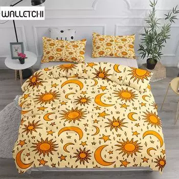 Комплект постельного белья Vintage Moon And Stars King Queen Double Full Twin Single Size EU single(135x200cm)