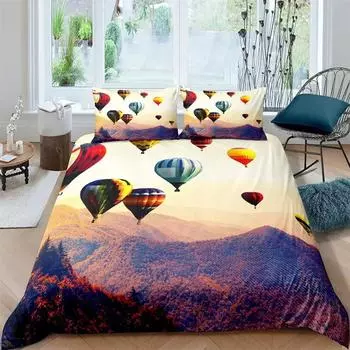 Комплект постельного белья «Воздушный шар» Романтический комплект постельного белья «Воздушный шар» Экстремальные виды спорта Игры Покрывало для пододеяльника Романтическое путешествие Двойное одеяло Покрывало 135X200cm-2pcs