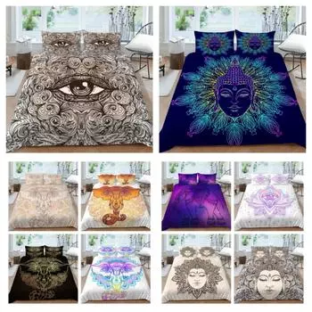 Комплект постельного белья в богемном стиле, пододеяльник, мягкий дышащий комплект постельного белья, домашнее постельное белье, 2/3 шт., роскошный полиэстер UK Single 135x200cm