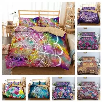 Комплект постельного белья в богемном стиле с принтом дурмана, пододеяльник и наволочка, 2/3 предмета, односпальная двуспальная кровать в ЕС/США/Австралии/Великобритании, украшение для дома UK Single 135x200cm