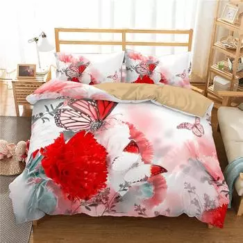 Комплект постельного белья в деревенском стиле с белыми цветами из микрофибры с изображением листьев деревьев и цветов, комплект пододеяльников с 3D-принтом, одеяло с розой и наволочками, декор комнаты Bedding Set&EU Single135x200cm