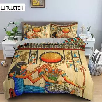 Комплект постельного белья в египетском стиле, пододеяльник с изображением цивилизации Древнего Египта, домашний текстиль, постельное белье, 2/3 шт., полиэстер, покрывало EU single(135x200cm)