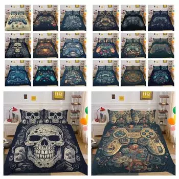 Комплект постельного белья в игровом стиле, набор пододеяльников с игровой ручкой, домашний комплект постельного белья с принтом для подростков, королевский размер, модный чехол для постельного белья UK Single 135x200cm