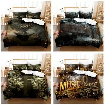 Комплект постельного белья в индустриальном стиле с 3D-печатью, роскошный пододеяльник, наволочка, 2/3 предмета, домашний текстиль для мальчиков DE135 * 200, полноразмерное украшение для дома Baby 100x135cm