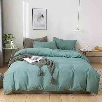Комплект постельного белья в японском стиле, однотонный, приятный для кожи: Простыня, пододеяльник и наволочка 1.2m three-piece bed sheet set