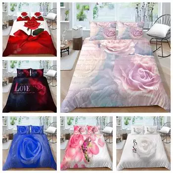 Комплект постельного белья в розовом стиле на День святого Валентина с наволочками, односпальная/двуспальная кровать, полноразмерное домашнее постельное белье для Австралии, ЕС, США Baby 100x135cm