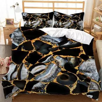 Комплект постельного белья в скандинавском стиле, текстурный, трехпредметный, с 3D цифровой печатью, четырехпредметный набор 135 * 200 (two-piece set) 90g