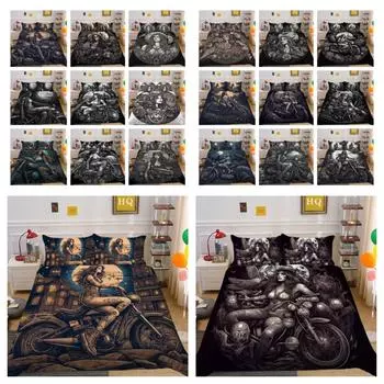 Комплект постельного белья в стиле «Красота черепа» с 3D принтом, чехол для постельного белья для мужчин, дома, спальни, комплект постельного белья из микрофибры, королевский размер, декор для спальни UK Single 135x200cm