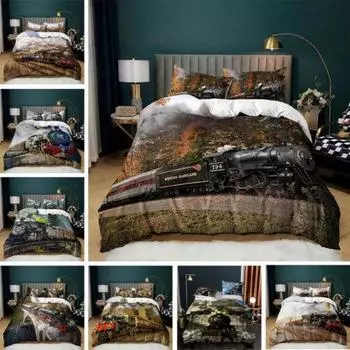 Комплект постельного белья в стиле ретро с 3D пододеяльником и наволочкой для одной двуспальной кровати размера «queen-size» и размера «king-size» Single 135x200cm