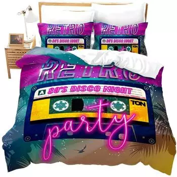Комплект постельного белья в стиле ретро, комплект постельного белья в стиле диско для мальчиков и девочек, чехол для одеяла с кассетой, мягкий полиэстеровый пододеяльник 70x133cm 2pcs