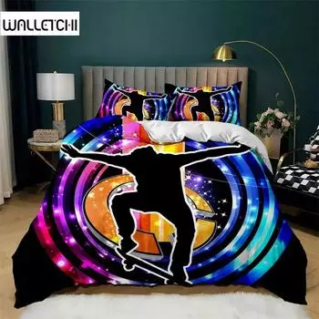 Комплект постельного белья в стиле хип-хоп для скейтбординга для подростков, пододеяльник, одеяло, наволочка, размер King Queen Twin для мальчиков и девочек 135x200cm 2pcs
