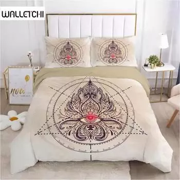 Комплект постельного белья в стиле бохо, комплект постельного белья в стиле хиппи с рисунком мандалы и глаз для взрослых, мягкий полиэстеровый пододеяльник размера «king size» EU single(135x200cm)
