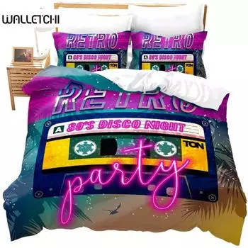 Комплект постельного белья в стиле ретро, комплект постельного белья в стиле диско для мальчиков и девочек, чехол для одеяла с кассетой, мягкий полиэстеровый пододеяльник EU single(135x200cm)