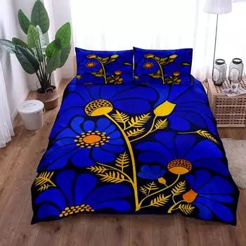 Комплект постельного белья в стиле ретро 70-х с синими тарелками, двуспальная кровать размера «king-size», двуспальная кровать «queen-size», односпальная кровать, комплект постельного белья EU single(135x200cm)