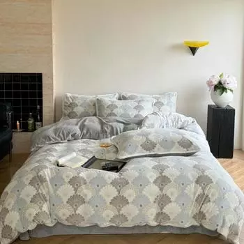 Комплект постельного белья в зимнем стиле, антистатический коралловый флис, толстый теплый свежий цветочный молочный бархат, пододеяльник, комплект на осень-зиму for 1.2m 3pcs