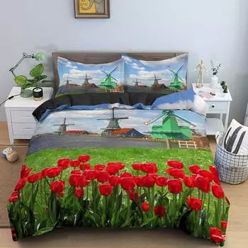 Комплект постельного белья Windmill в фермерском стиле из 2/3 предметов, двуспальный/двуспальный/полный/двуспальный пододеяльник из микрофибры для спальни девочек и мальчиков 135x200cm 2pcs