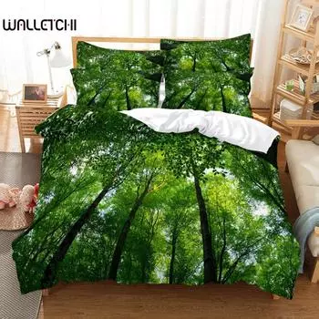 Комплект постельного белья Woods, пододеяльник, комплект постельного белья с 3D-печатью, комплект постельного белья размера Queen, модный дизайн EU single(135x200cm)
