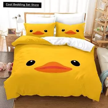Комплект постельного белья Yellow duck Single Twin Full Queen King Size Комплект постельного белья Little duck Aldult Kid Bedroom Duvetcover Sets 3D Print 015 EU single(135x200cm)