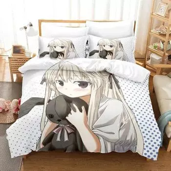 Комплект постельного белья Yosuga No Sora Kasugano с 3D-печатью, аниме, пододеяльник, двуспальный, двуспальный, полный, размер Queen King, для взрослых и детей, пододеяльник 70x133cm 2pcs