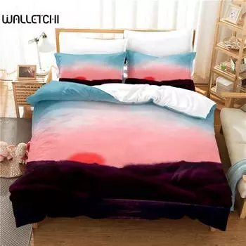 Комплект постельного белья «Закат», пододеяльник, 3d постельное белье, цифровая печать, постельное белье, королевский размер, комплект постельного белья, модный дизайн EU single(135x200cm)