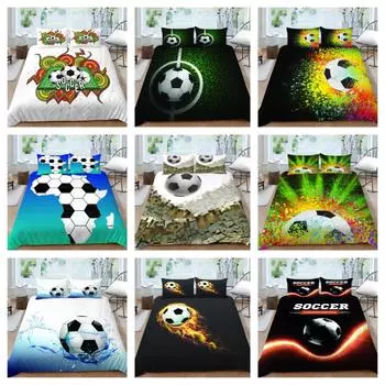Комплект постельных принадлежностей для подростка Мальчик Одеяло Чехол Мягкий пододеяльник Футбол Домашние постельные ткани Дышащая наволочка Теплая Single 135x200cm