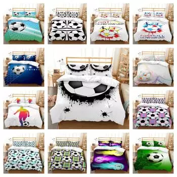 Комплект постельных принадлежностей с футбольным принтом, домашний текстиль, чехол для кровати с принтом динозавра и наволочкой UK Single 135x200cm