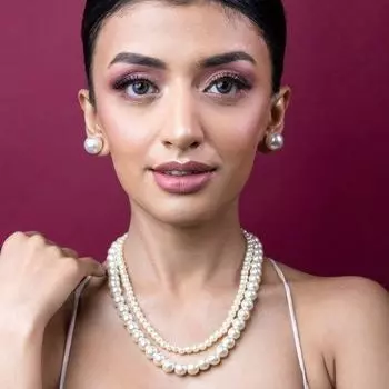 Комплект потрясающего жемчужного ожерелья с двойной линией Estele с родиевым покрытием для женщин