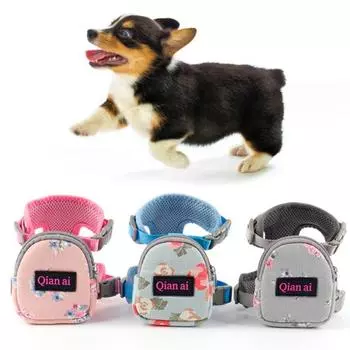 Комплект поводков с цветочным узором Двойная прочная пряжка Полностью обхватывает Прочная опора Средний Большой серый