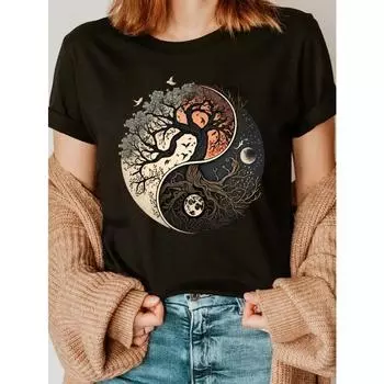 Комплект повседневных шорт с принтом «Дерево жизни», футболка с круглым вырезом и короткими рукавами, узкие шорты с эластичной резинкой на талии, женская одежда S белый