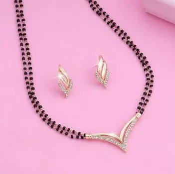 Комплект позолоченного колье Estele Flight Mangalsutra для женщин с кристаллами